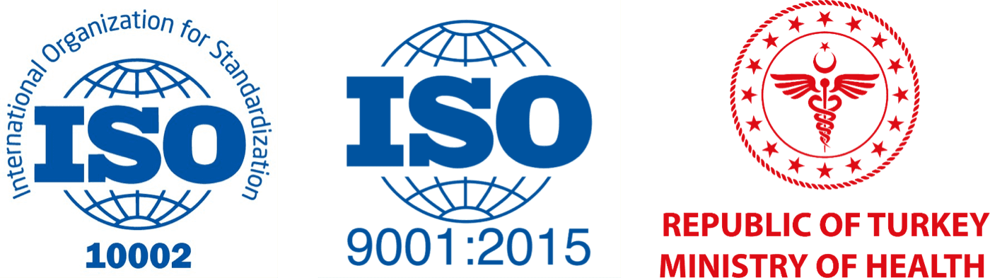 ISO 9001, ISO 10002 ve T.C. Sağlık Bakanlığı sertifikaları